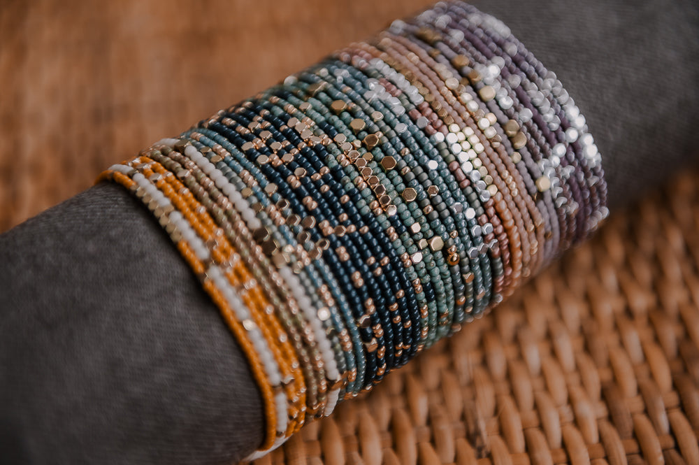 Seed bead stackable bracelet set