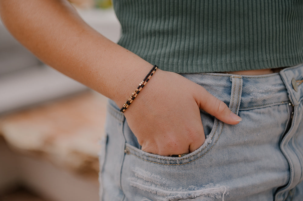 Seed bead stackable bracelet set