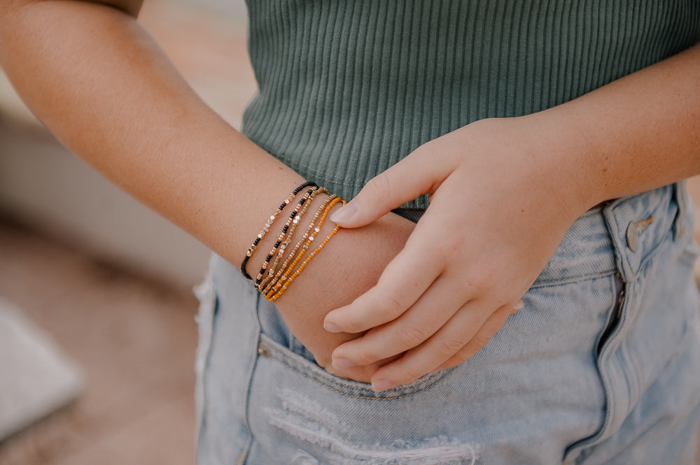 Seed bead stackable bracelet set